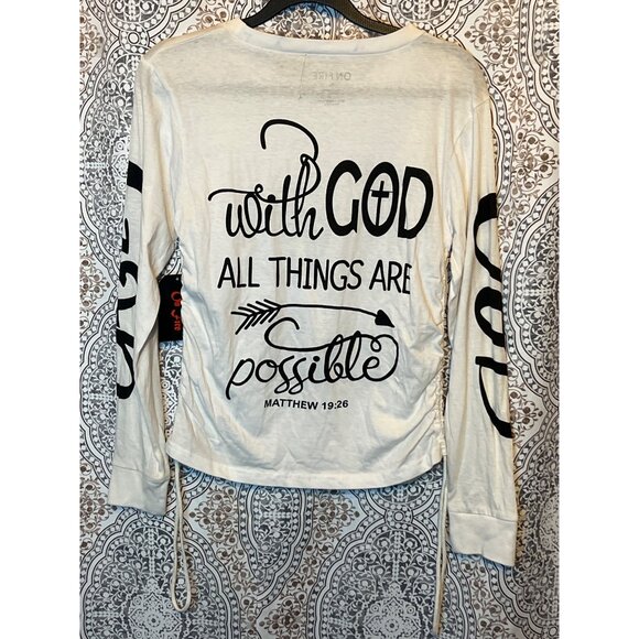 Christian Long Sleeve Top With Bible Verses God Is Good Psalm 100:5 & Matthew 19 - Picture 3 of 9